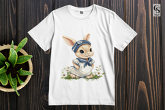 Cute Bunny in Sailor Outfit Clipart Sublimation PNG Product Image 3