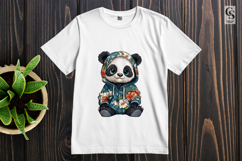 Cute Panda in Floral Hoodie Clipart Sublimation PNG Product Image 3