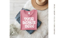 Pink T-shirt Mockups Bella and Canvas Top View Mockups_20 Product Image 1