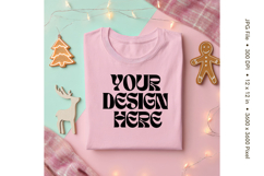 Christmas T-shirt Mockups Bella and Canvas Top View_204 Product Image 1