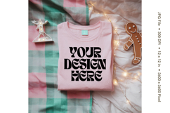 Christmas T-shirt Mockups Bella and Canvas Top View_205 Product Image 1