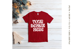 Christmas T-shirt Mockups Bella and Canvas Top View_209 Product Image 1