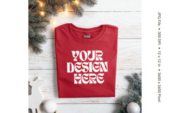 Christmas T-shirt Mockups Bella and Canvas Top View_210 Product Image 1