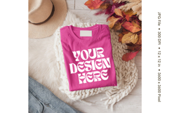 Pink T-shirt Mockups Bella and Canvas Top View Mockups_214 Product Image 1