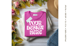Pink T-shirt Mockups Bella and Canvas Top View Mockups_216 Product Image 1