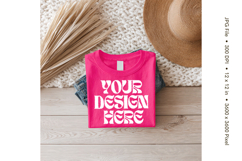 Pink T-shirt Mockups Bella and Canvas Top View Mockups_218 Product Image 1