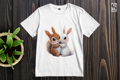 Cute Kawaii Bunny Couple Hugging Together Clipart PNG Product Image 3