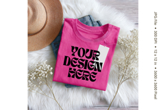 Pink T-shirt Mockups Bella and Canvas Top View Mockups_22 Product Image 1