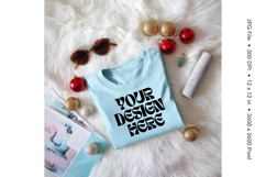 Christmas T-shirt Mockups Bella and Canvas Top View_223 Product Image 1