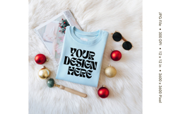 Christmas T-shirt Mockups Bella and Canvas Top View_225 Product Image 1