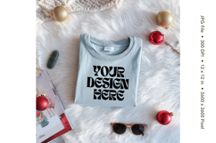 Christmas T-shirt Mockups Bella and Canvas Top View_226 Product Image 1