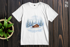 Snowy Cabin Landscape Clipart Sublimation PNG Product Image 3
