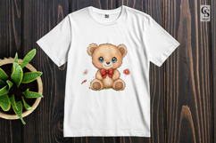 Cute Baby Teddy Bear with Red Bow Clipart Sublimation PNG Product Image 2