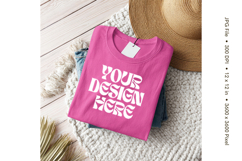Pink T-shirt Mockups Bella and Canvas Top View Mockups_25 Product Image 1