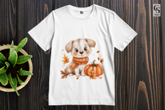 Cute Puppy with Pumpkin Autumn Clipart PNG Product Image 2