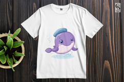 Cute Baby Whale in Sailor Hat Clipart PNG Product Image 3