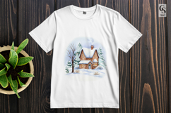 Winter Cabin Snow Scene Clipart Sublimation PNG Product Image 3