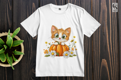 Cute Kitten with Pumpkin Clipart PNG Product Image 2