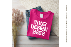 Pink T-shirt Mockups Bella and Canvas Top View Mockups_28 Product Image 1
