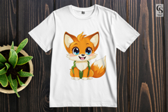 Cute Cartoon Fox in Green Outfit Clipart Sublimation PNG Product Image 2