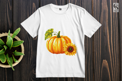 Pumpkin with Sunflower Autumn Clipart PNG Product Image 2