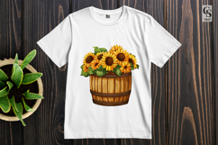 Sunflower Pumpkin Barrel Clipart PNG Product Image 2