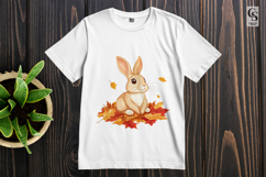 Autumn Bunny with Fall Leaves Clipart PNG Product Image 2