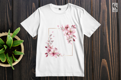 Pink Floral Gold Frame Clipart Sublimation PNG Product Image 3