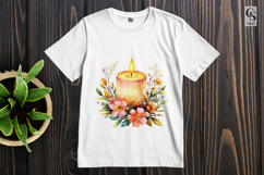 Watercolor Candle Floral Sublimation PNG Clipart Product Image 2