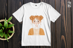 Anime Girl Clipart with Orange Cardigan and Glasses PNG Product Image 2