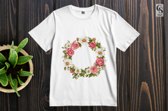 Rose Daisy Floral Wreath Clipart Sublimation PNG Product Image 3