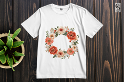Peach Floral Wreath Clipart Sublimation PNG Product Image 3