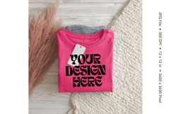 Pink T-shirt Mockups Bella and Canvas Top View Mockups_30 Product Image 1
