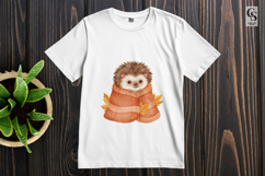 Cute Hedgehog in Blanket Clipart PNG Product Image 2