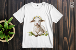 Cute Baby Lamb with Daisy Crown PNG Product Image 3