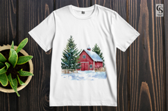Winter Barn Farmhouse Clipart Sublimation PNG Product Image 3