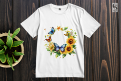 Floral Watercolor Sunflower Butterfly Clipart PNG Product Image 3