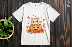 Cute Autumn Cat Pumpkin Clipart PNG Product Image 2