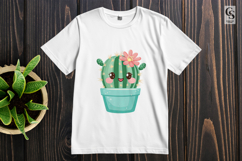 Cute Kawaii Cactus with Flower Clipart Sublimation PNG Product Image 2