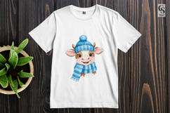 Cute Winter Cow Clipart Sublimation PNG Product Image 3