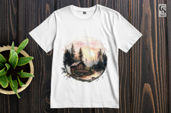 Cabin in Forest Watercolor Clipart Sublimation PNG Product Image 3