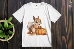 Cute Autumn Pumpkin Squirrel Coffee Clipart PNG Product Image 2
