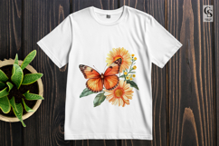 Orange Butterfly Daisy Clipart Sublimation PNG Product Image 3