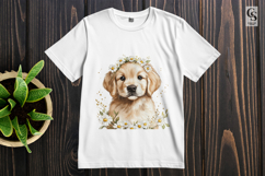 Puppy with Daisy Flower Crown Clipart Sublimation PNG Product Image 3