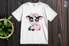 Cute Cow with Heart Clipart Sublimation PNG Product Image 3