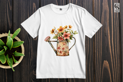 Watercolor Floral Watering Can with Flowers Clipart Product Image 3