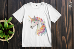 Floral Rainbow Unicorn Watercolor Clipart Sublimation PNG Product Image 3