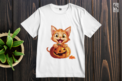 Cute Kitten With Pumpkin Clipart PNG Product Image 2