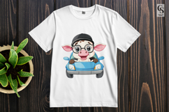 Cute Cow Driving Car Clipart PNG Product Image 2