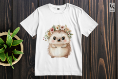 Cute Hedgehog with Flowers Kawaii Animal Clipart PNG Product Image 3